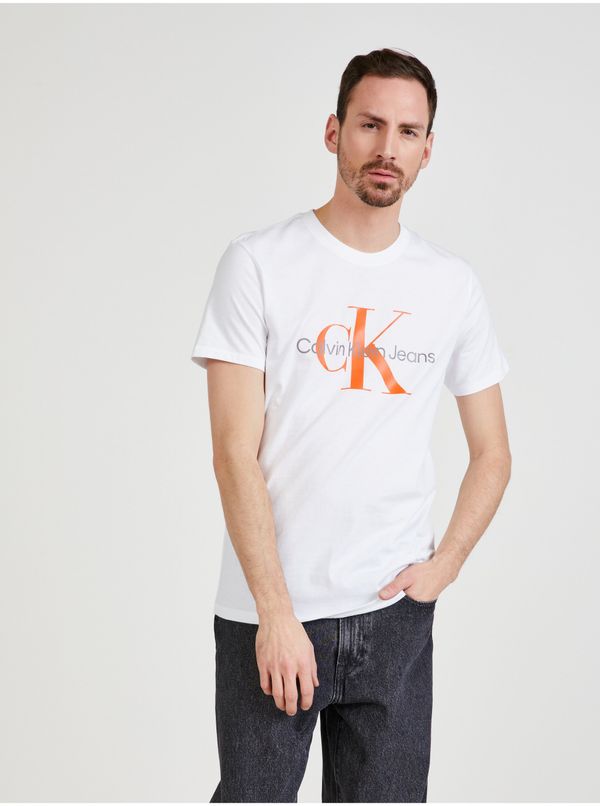 Calvin Klein White Men's T-Shirt with Calvin Klein Jeans Print - Men's