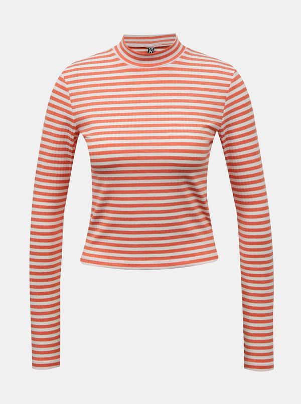 Pieces White-Orange Striped Short T-Shirt Pieces Raya - Women