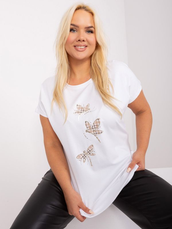Fashionhunters White oversized blouse with print and appliqués