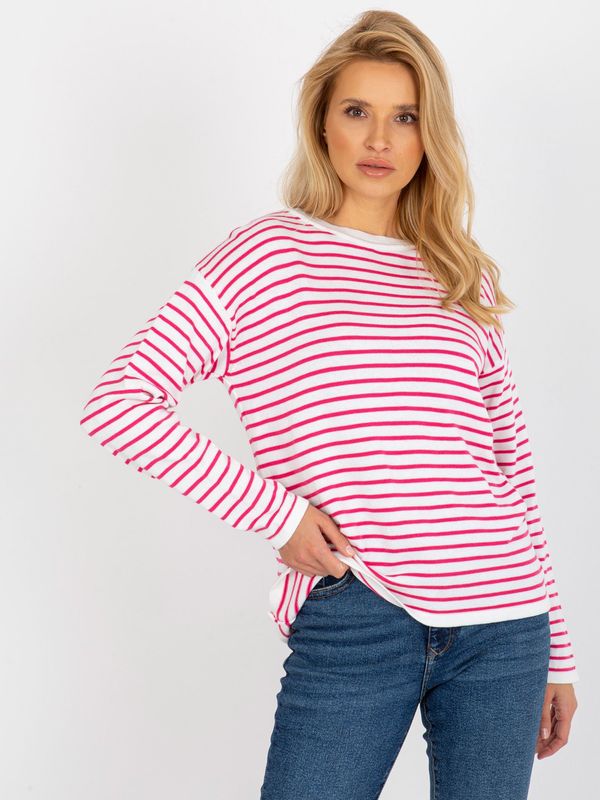 Fashionhunters White-pink classic striped woolen sweater from RUE PARIS