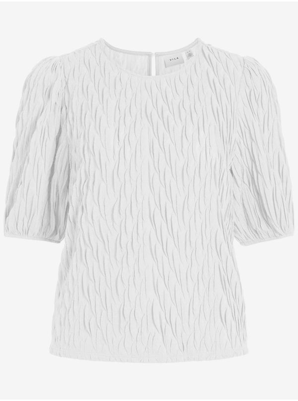 Vila White pleated blouse with balloon sleeves VILA Plisso - Women