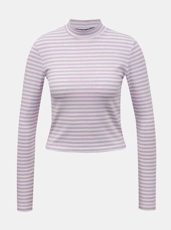 Pieces White-purple striped short T-shirt Pieces Raya - Women's