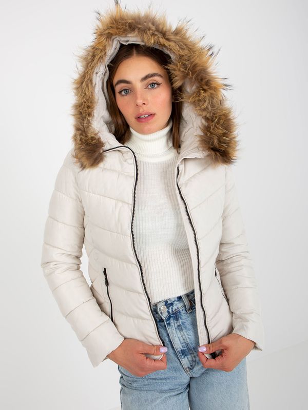 Fashionhunters White quilted transition jacket with hood