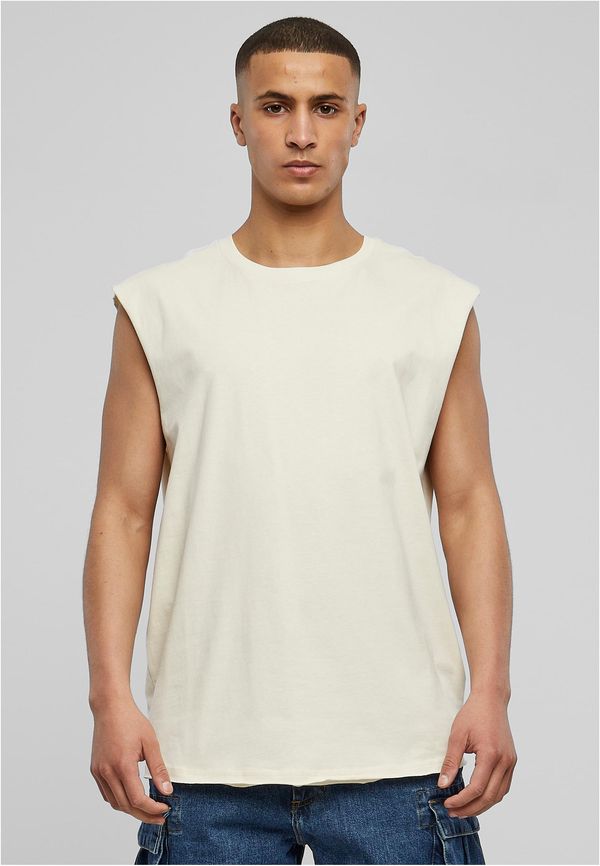 Urban Classics White Sand Sleeveless T-Shirt with Open Edge