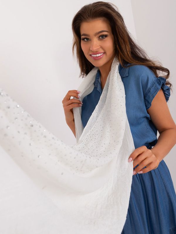 Fashionhunters White scarf with rhinestones