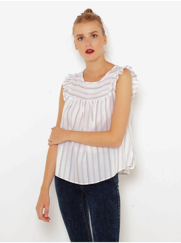 CAMAIEU White striped blouse with frills CAMAIEU - Ladies