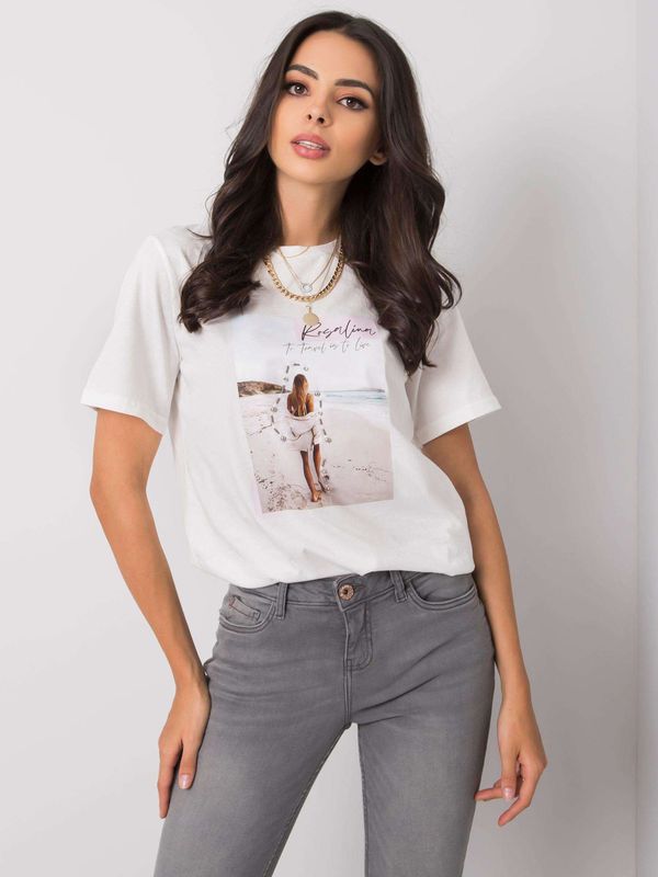 Fashionhunters White T-shirt with application and print