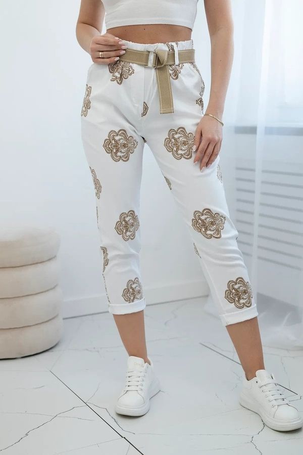 Kesi White viscose trousers with print