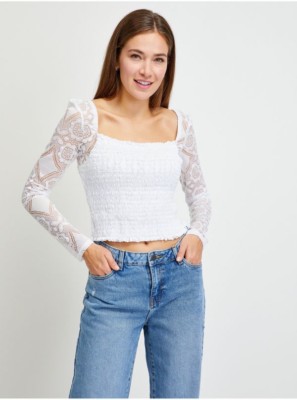 Guess White Women Patterned Cropped Blouse Guess - Women