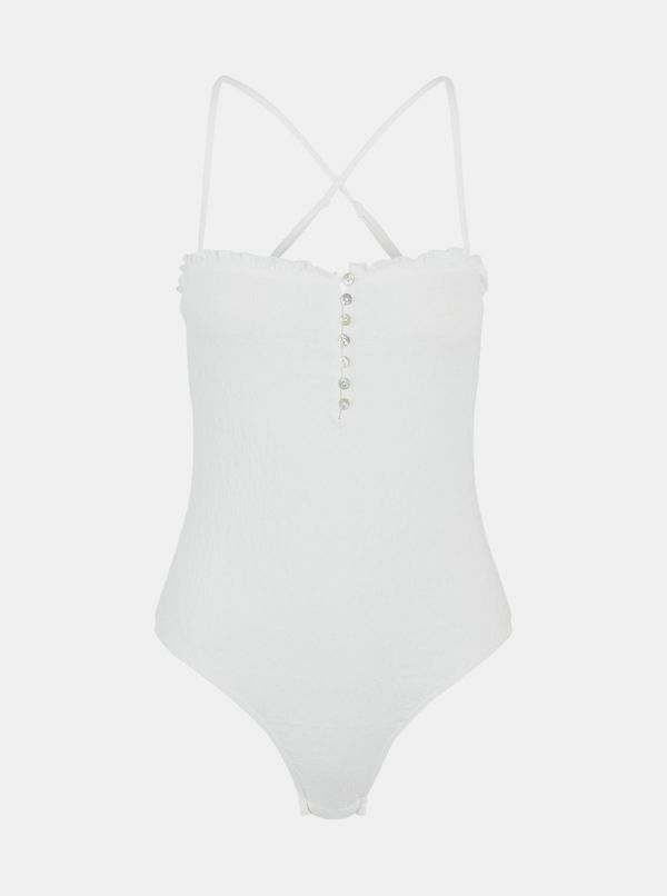 Pieces White Women's Bodysuit Pieces Leaf - Women's