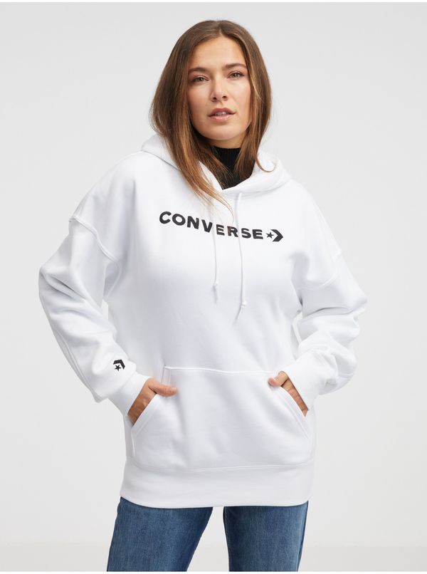Converse White Women's Converse Embroidered Wordmark Hoodie - Women