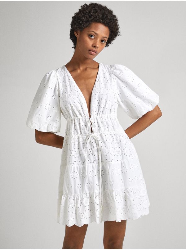 Pepe Jeans White women's dress Pepe Jeans Delia - Women