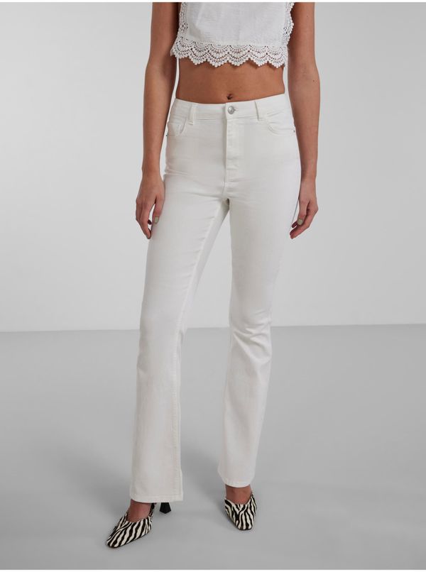 Pieces White Women's Flared Fit Jeans Pieces Peggy - Women