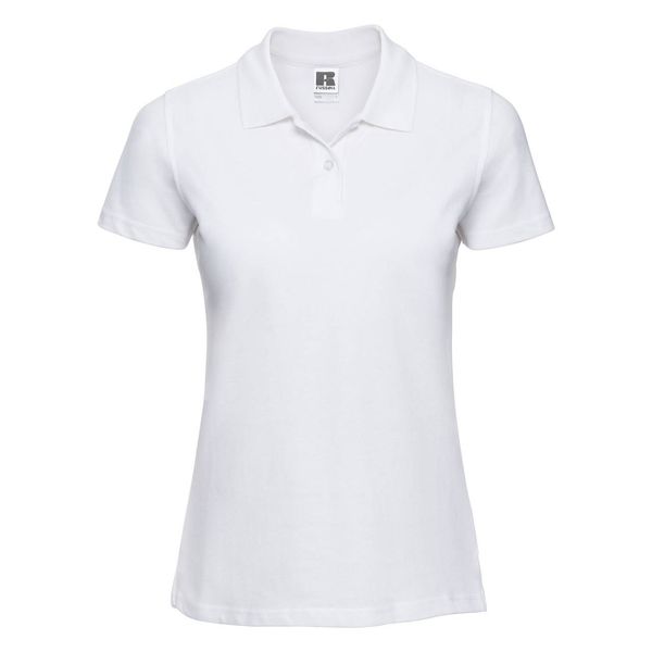 RUSSELL White Women's Polo Shirt 100% Russell Cotton