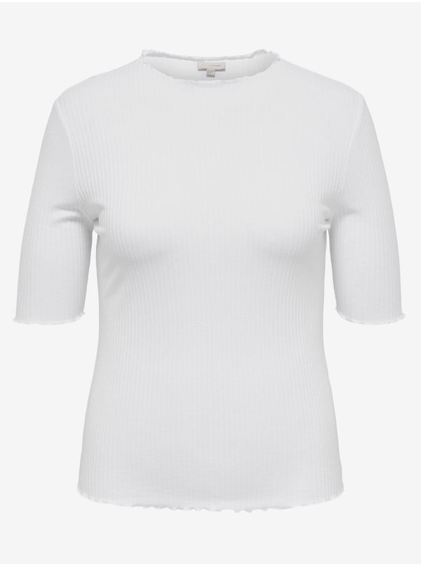 Only White Women's Ribbed T-Shirt ONLY CARMAKOMA Ally - Women