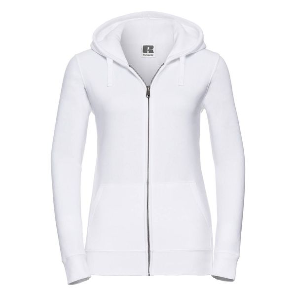 RUSSELL White women's sweatshirt with hood and zipper Authentic Russell
