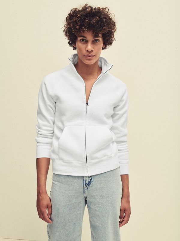 Fruit of the Loom White women's sweatshirt with stand-up collar Fruit of the Loom