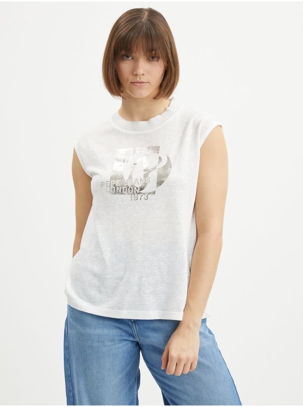 Pepe Jeans White Women's T-shirt with Pepe Jeans Avis - Women