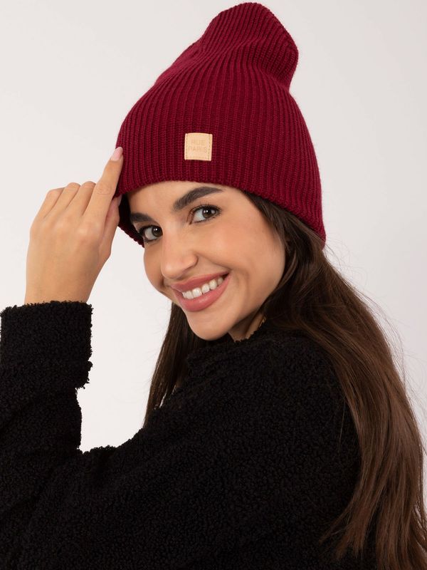 Fashionhunters Wine knitted winter hat RUE PARIS