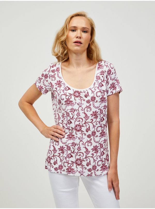 Orsay Wine-white patterned T-shirt ORSAY - Women