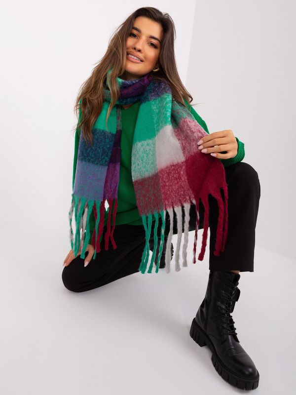 Fashionhunters Winter purple and burgundy scarf with fringe