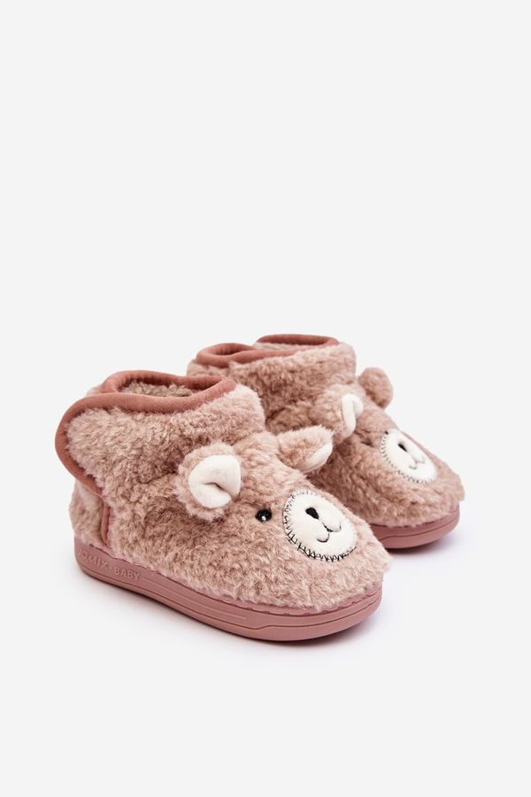 WJ1 WJ1 Children's warm slippers with bear Pink Eberra