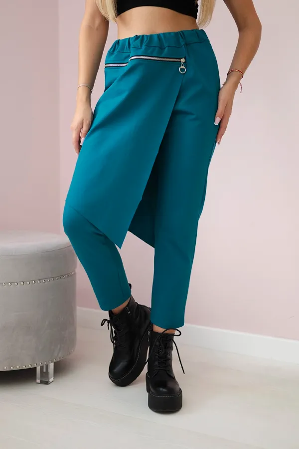 Kesi Włoski Włoski Punto Milano Winter trousers with a decorative zipper nautical