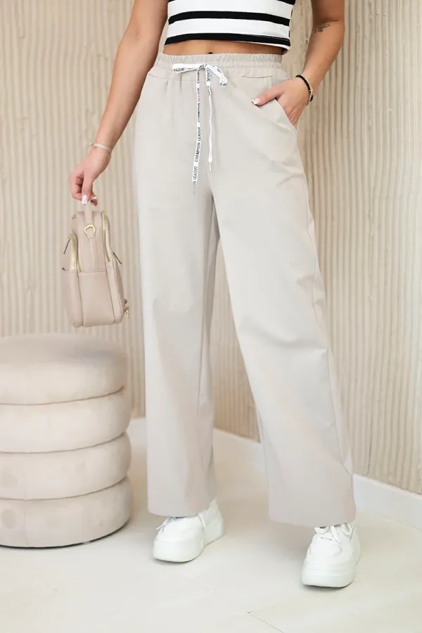 Kesi Włoski Włoski Punto pants with wide legs beige