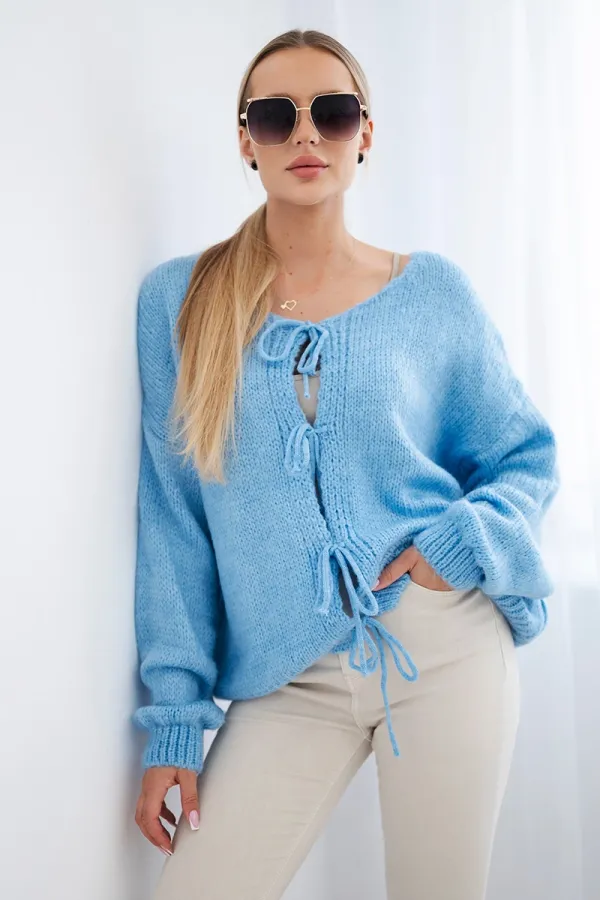 Kesi Włoski Włoski Sweater with front tie blue
