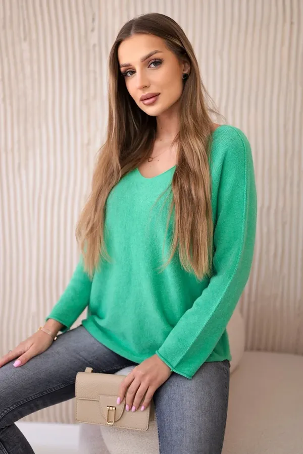 Kesi Włoski Włoski V-neck sweater green