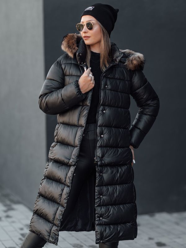 DStreet Women&#039;s winter quilted jacket with hood CROMBILA black Dstreet