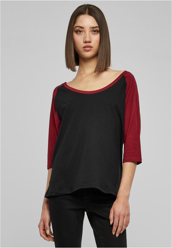 Urban Classics Women's 3/4 contrast raglan t-shirt blk/burgundy