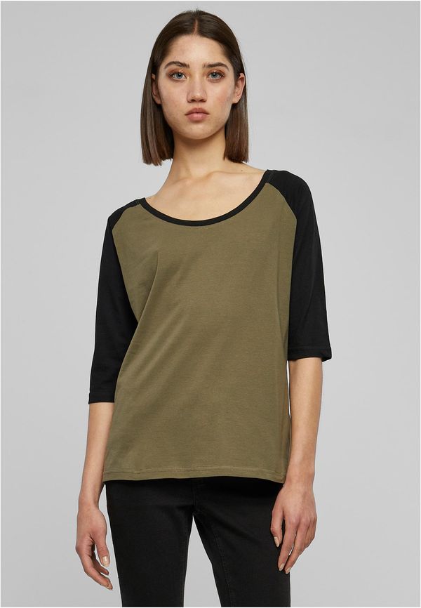 Urban Classics Women's 3/4 contrast raglan T-shirt olive/black