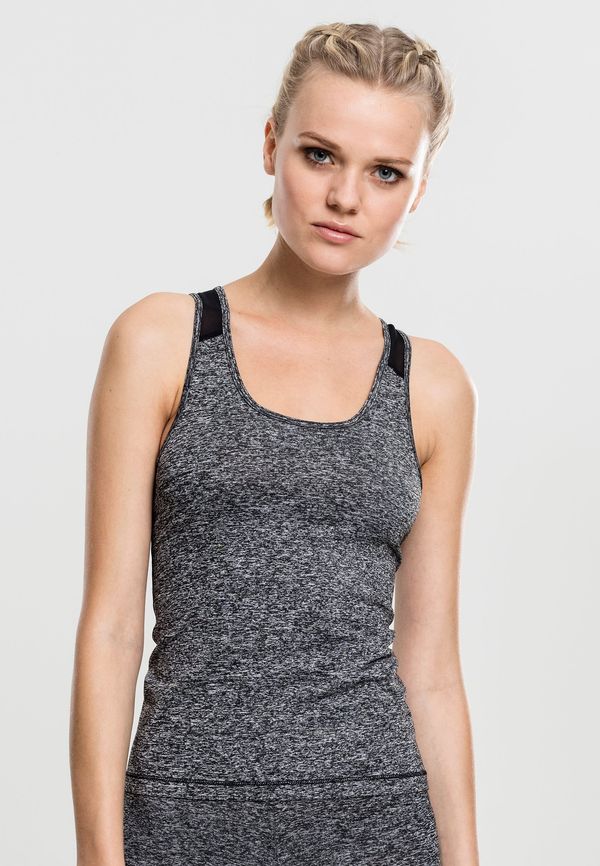 Urban Classics Women's Active Melange Workouts Top Charcoal/White/Black