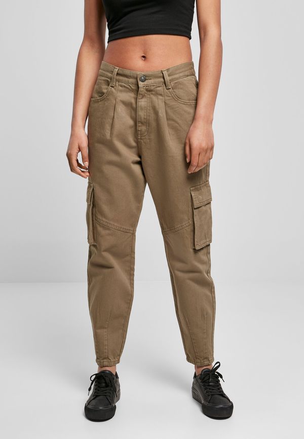 Urban Classics Women's Ballon Fit Cargo Twill Pants in Khaki