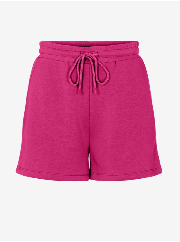 Pieces Women's Basic Sweatpants Dark Pink Pieces Chilli Shorts - Women