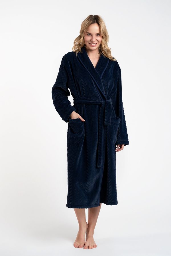 Italian Fashion Women's bathrobe Bona with long sleeves - dark blue