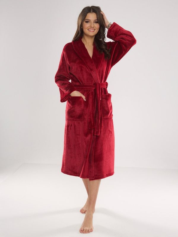 De Lafense Women's bathrobe De Lafense 628 Abigail long M-2XL burgundy 069