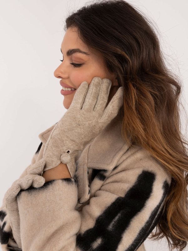 Wool Fashion Italia Women's beige touch gloves