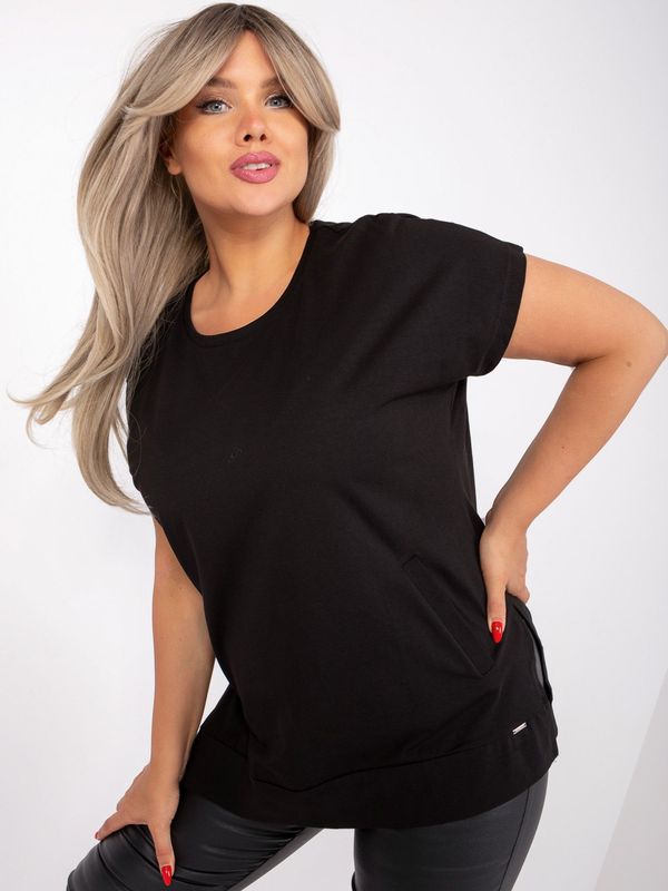 Fashionhunters Women's black blouse plus size with slits