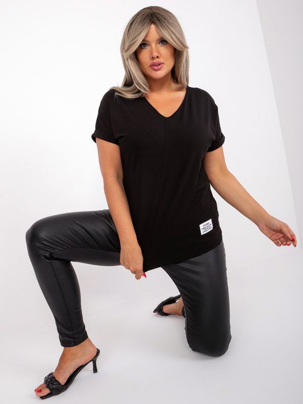 Fashionhunters Women's black cotton blouse plus size
