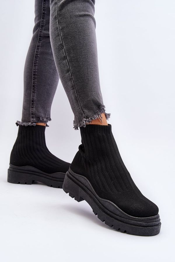 Kesi Women's black Elipara slip-on sock shoes with a massive sole