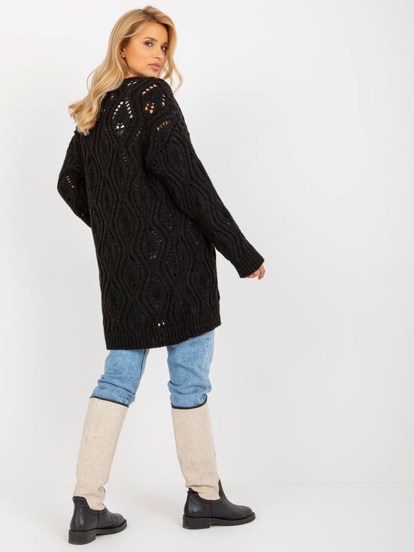 Fashionhunters Women's black openwork cardigan without closure