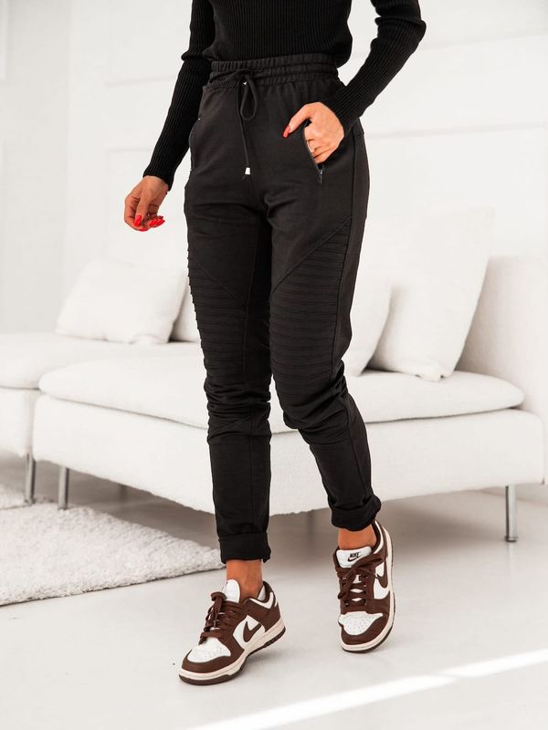 FASARDI Women's black sweatpants with stitching