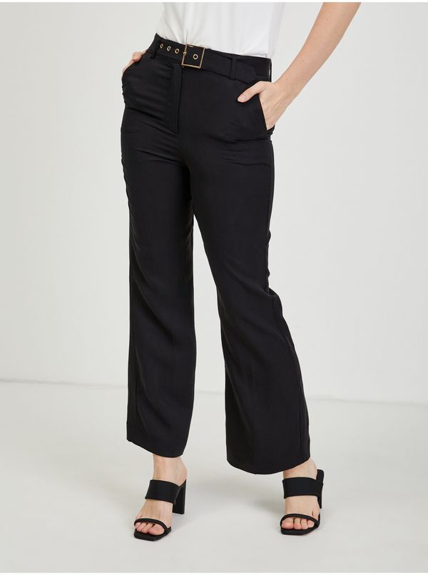 Orsay Women's black wide trousers with linen blend ORSAY