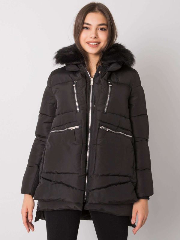 Fashionhunters Women's black winter jacket with hood