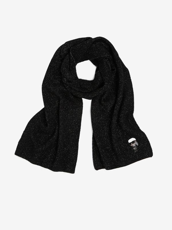 Karl Lagerfeld Women's black wool scarf KARL LAGERFELD