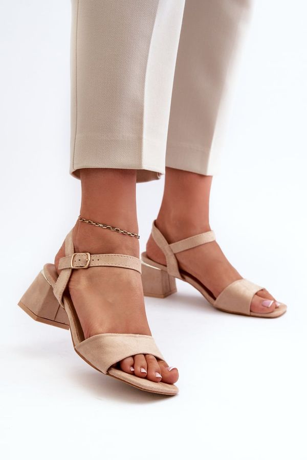 Kesi Women's block sandals made of Eco Suede Beige Leisha