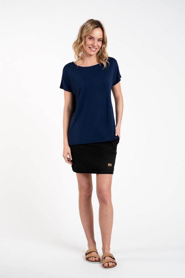 Italian Fashion Women's blouse Ksenia with short sleeves - navy blue