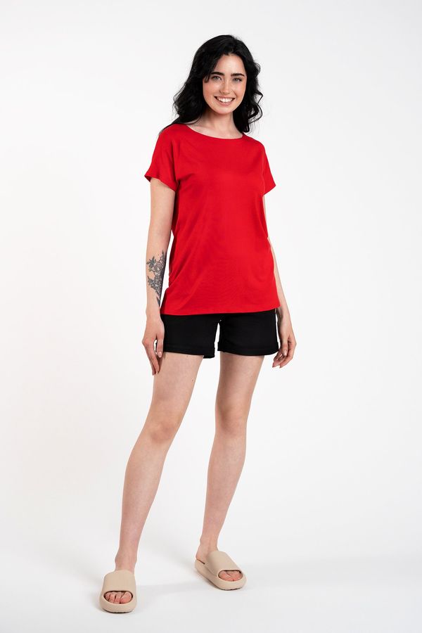 Italian Fashion Women's blouse Ksenia with short sleeves - red